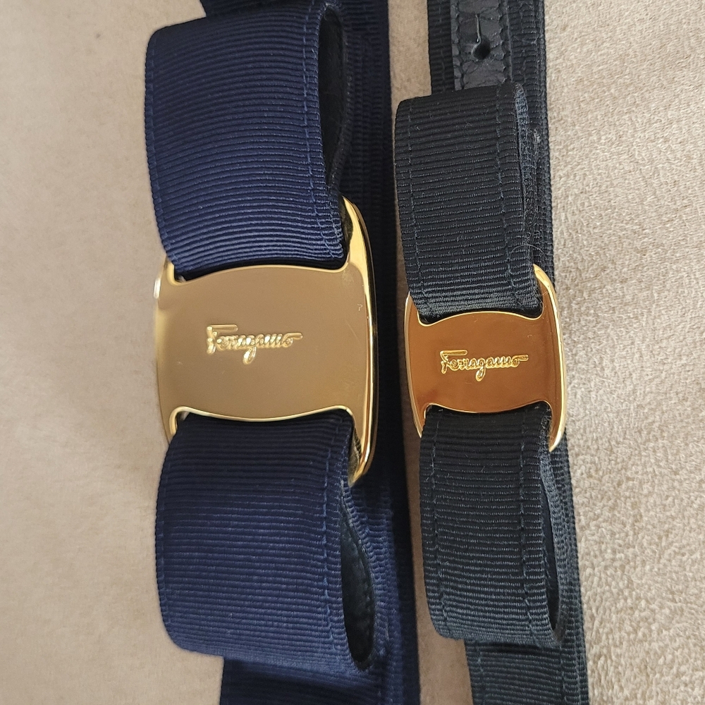Salvatore Ferragamo Black Grosgrain Belt with Gold Gancio Buckle - Picture 5 of 5
